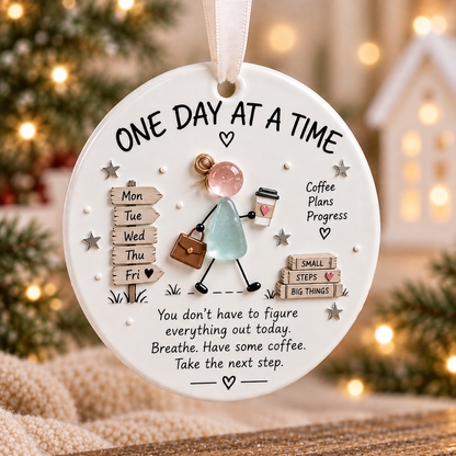Inspirational Sea Glass Style Girl Ceramic Christmas Ornament