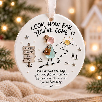 Inspirational Sea Glass Style Girl Ceramic Christmas Ornament