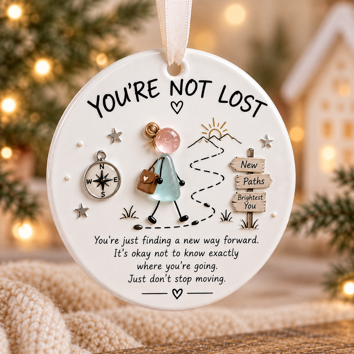 Inspirational Sea Glass Style Girl Ceramic Christmas Ornament