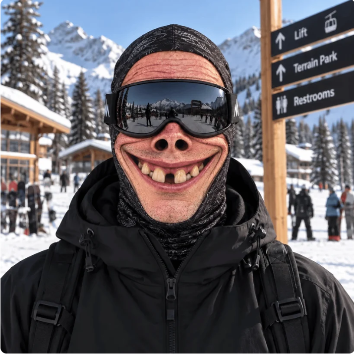 😂 Funny Realistic Face Ski Mask – Hilarious Winter Party Gear for Outdoor Groups