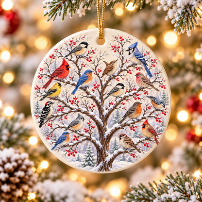🐦 Winter Birds Ceramic Christmas Ornament