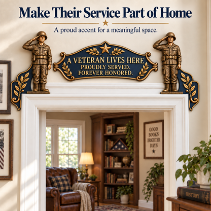 "A Veteran Lives Here" - Proudly Served 3-Piece Door Frame Decor Set 🇺🇸 | Honor Their Service Everyday