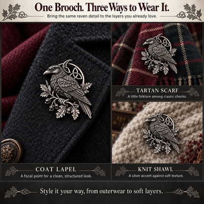 🔥LAST DAY 50% OFF - 🐦‍⬛ Gothic Celtic Raven Brooch – Dark Academia Statement Pin