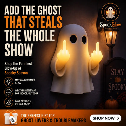 👻SpookGlow Funny Middle‐Finger Ghost Wall Decor✨
