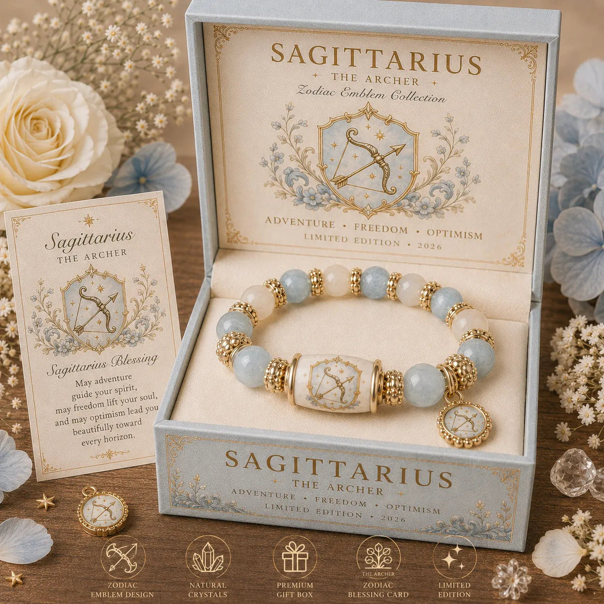 💫 12 Zodiac Bracelet – Natural Chalcedony, Your Sign, Your Energy
