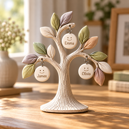 Personalized Family "Tree of Life" Desktop Ornament – Custom Names 🌳💖