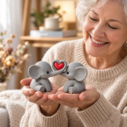 🔥Last Day 50% OFF - 🐘❤️Elephant Couple Heart Decor With Card