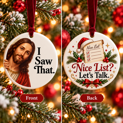 ✝️😂 I Saw That! – Funny Jesus Christmas Ornament