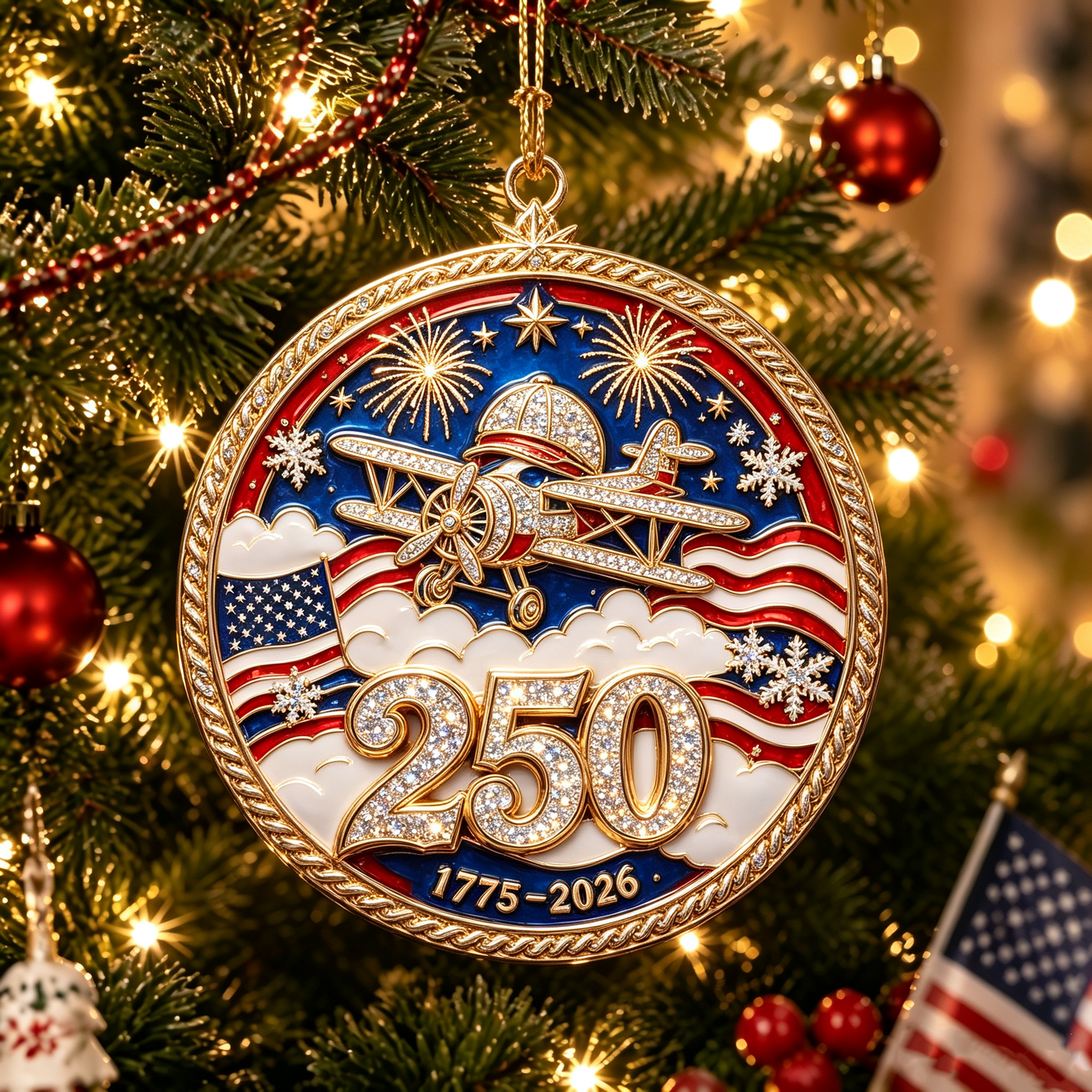 USA 250th Anniversary Christmas Ornament