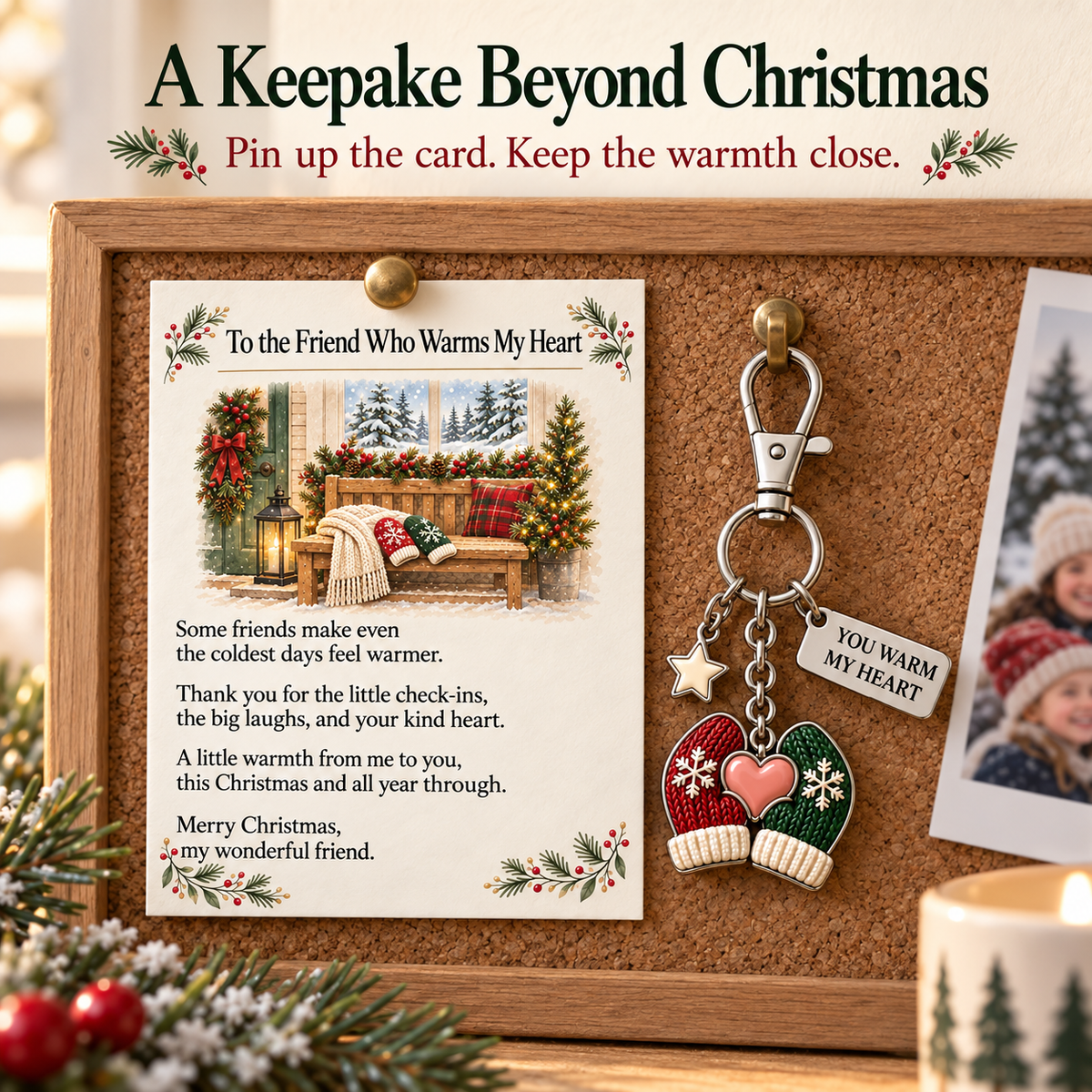 "You Warm My Heart" Mittens Keychain & Mini Keepsake Card ❄️❤️ | The Perfect Best Friend Christmas Gift & Stocking Stuffer
