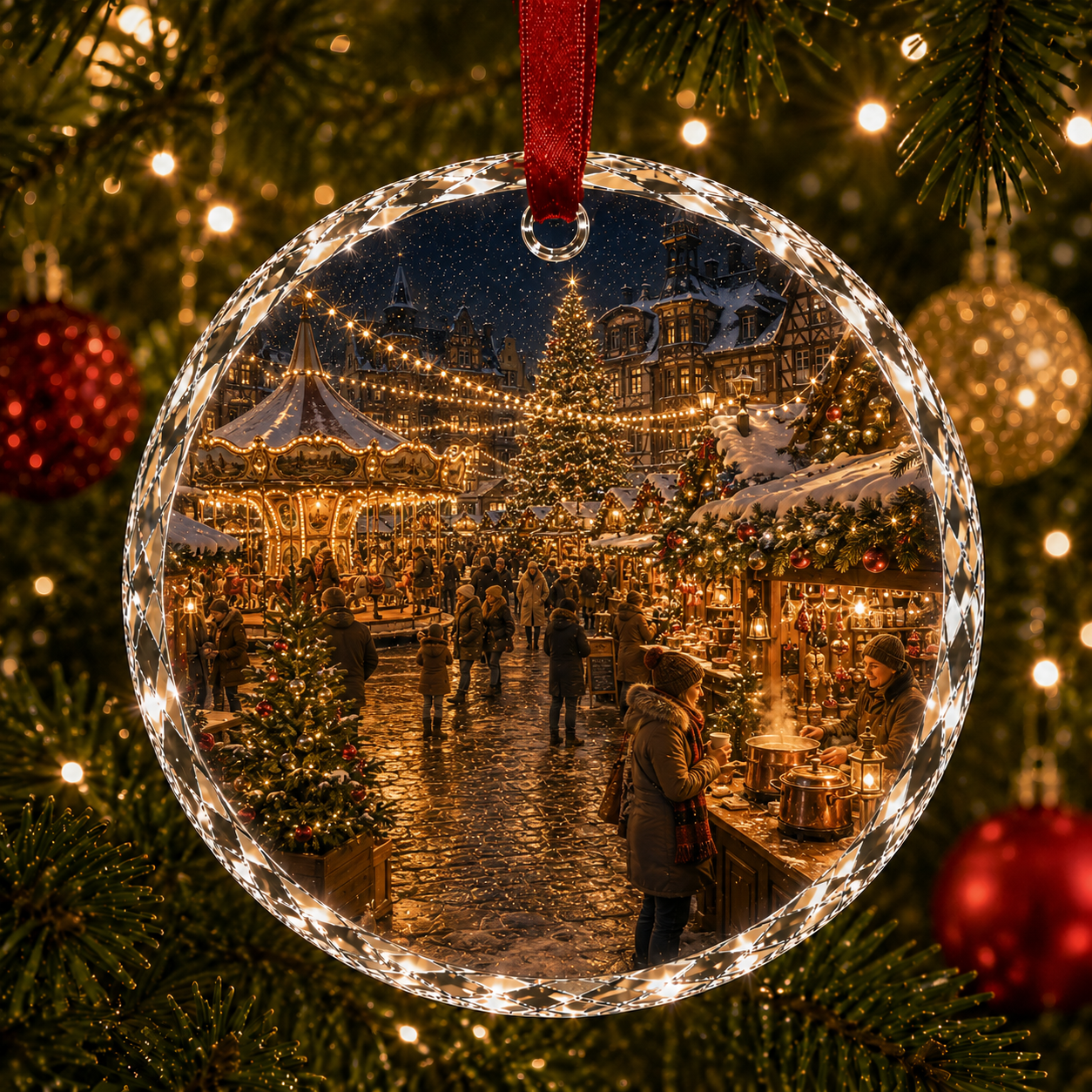 Christmas Landscape Scene Ornament – Festive Holiday Hanging Decoration