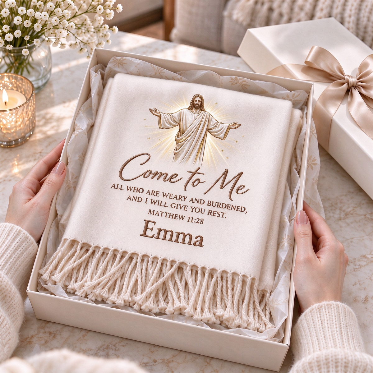 Wrapped in Faith — Personalized Name & Bible Verse Winter Scarf