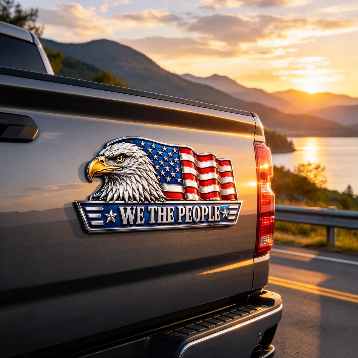 🇺🇸 "WE THE PEOPLE" Eagle & Flag Metal Car Emblem | A Statement of American Pride
