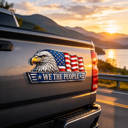🇺🇸 "WE THE PEOPLE" Eagle & Flag Metal Car Emblem | A Statement of American Pride