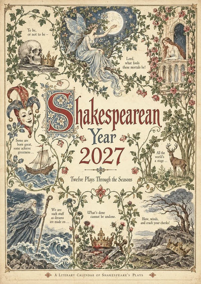 A Shakespearean Year 2027 – 12 Plays Through the Seasons | Vintage Illustrated Wall Calendar