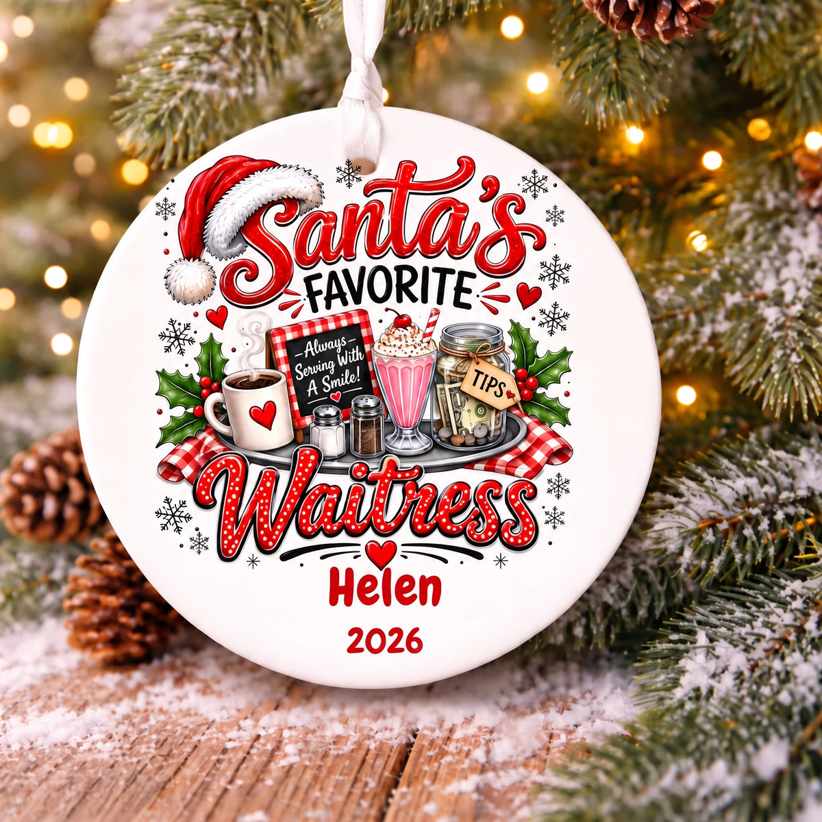 Personalized Santa's Favorite Profession Christmas Ornament