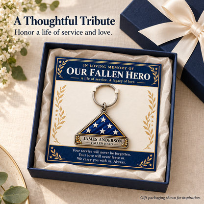 Personalized Fallen Hero Memorial Keychain with Tribute Card