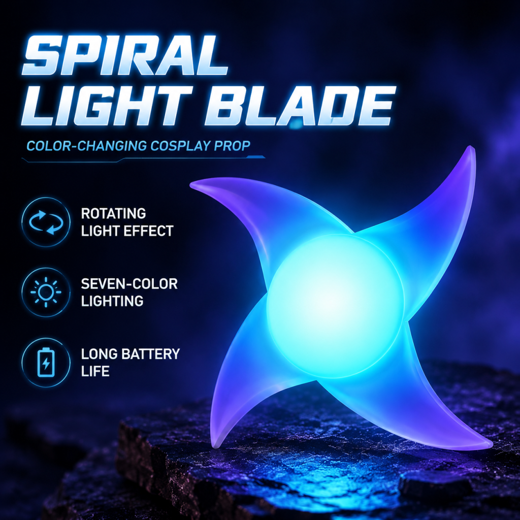 🔥Limited Time Discount⚡Whirlwind Spiral Light Blade | LED Multi-Color Cosplay Prop • Rotatable Glowing Shuriken