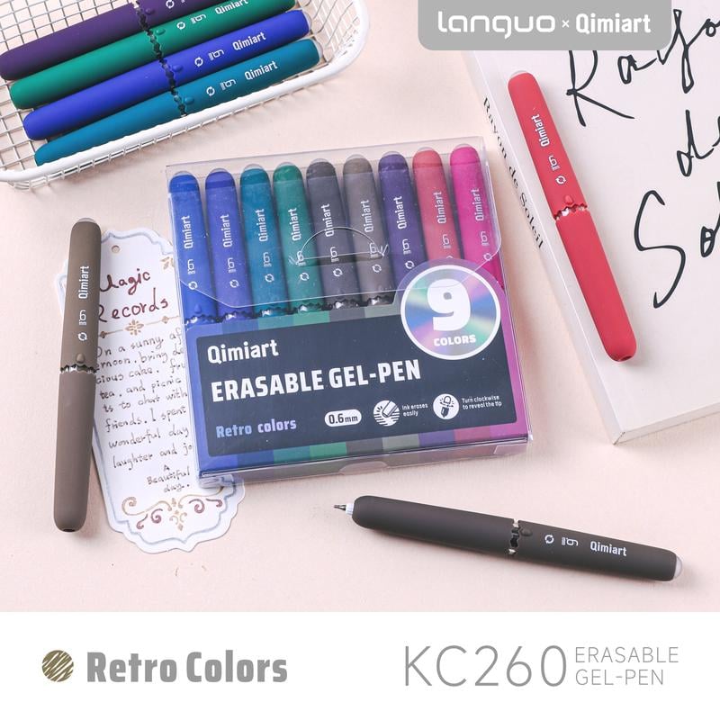 9-Color Erasable Gel Pens – Quick-Dry, Smooth Writing & Easy Erasing
