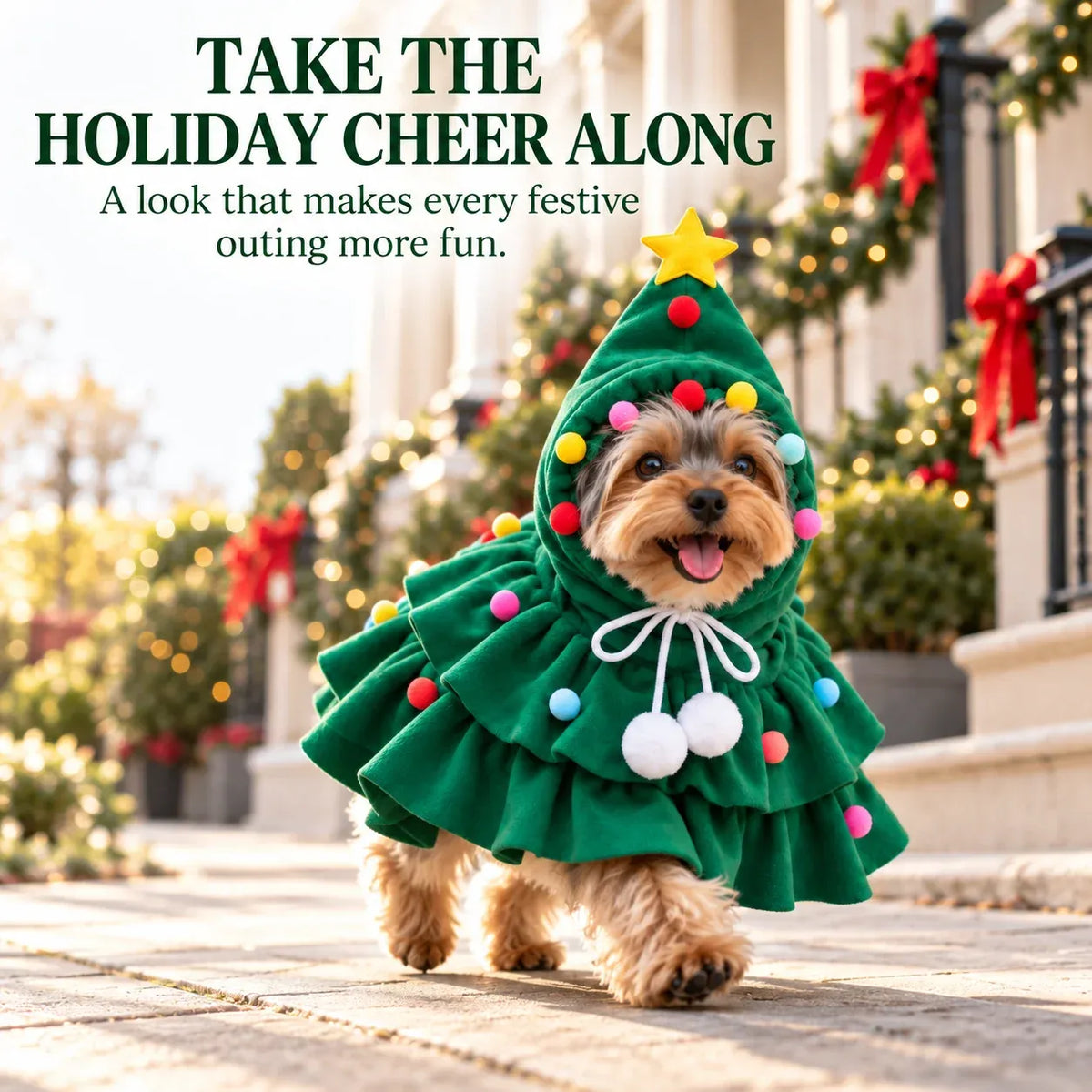 ⏰LAST DAY 50% OFF 🎄 Christmas Tree Dog Costume – Funny Holiday Pet Outfit 🐶🐱💕