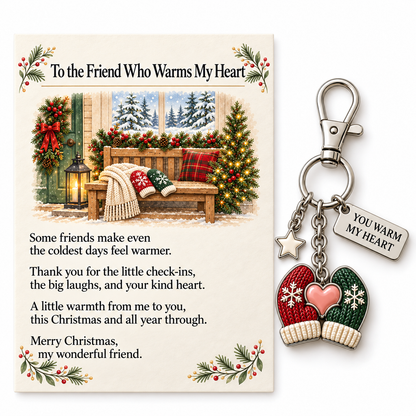 "You Warm My Heart" Mittens Keychain & Mini Keepsake Card ❄️❤️ | The Perfect Best Friend Christmas Gift & Stocking Stuffer