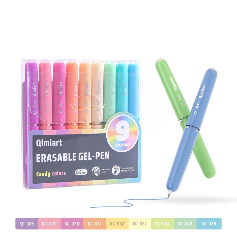 9-Color Erasable Gel Pens – Quick-Dry, Smooth Writing & Easy Erasing