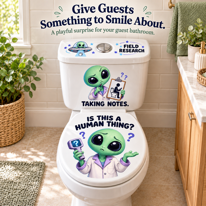 👽 “Is This a Human Thing?” 3-Piece Alien Toilet Decal Set