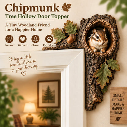 ⏰LAST DAY 50% OFF 🐿️ Chipmunk Tree Hollow Door Topper | Woodland Animal Doorway Decor For Cozy Nature Homes