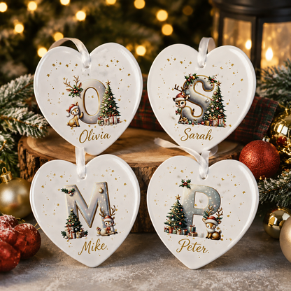 ✨ 💖 Personalized Christmas Initial Ornaments – Keepsake Holiday Collection 🎄
