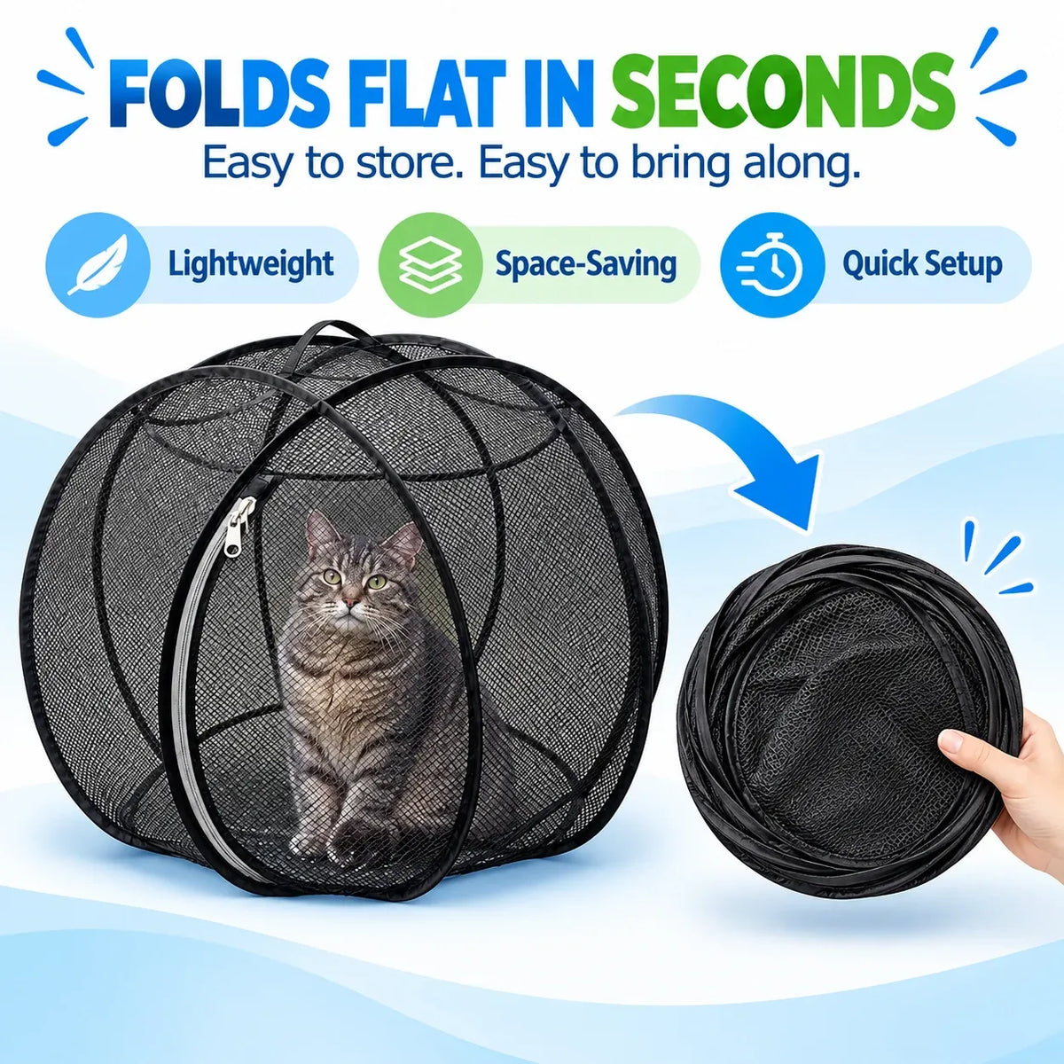 ⏳ Last Day 50% OFF – 🐱 Pop Up Cat Playpen | 32-Inch Breathable Mesh Enclosure for Indoor & Outdoor Use 🌿