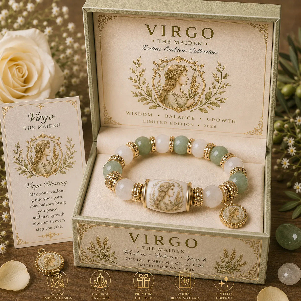 💫 12 Zodiac Bracelet – Natural Chalcedony, Your Sign, Your Energy