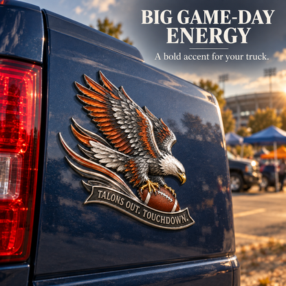 🦅 "Talons Out. Touchdown!" Premium Metal Eagle Car Emblem 5.9“*5.9” | The Ultimate Football Fan Decal