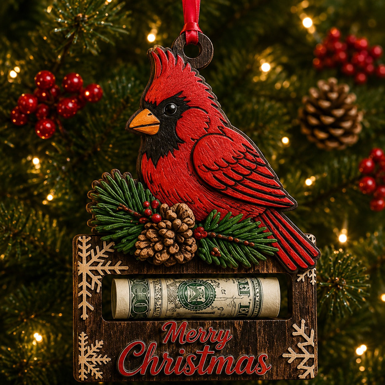 🎄Christmas Cash Gift Ornament - Merry Christmas Tree Ornament