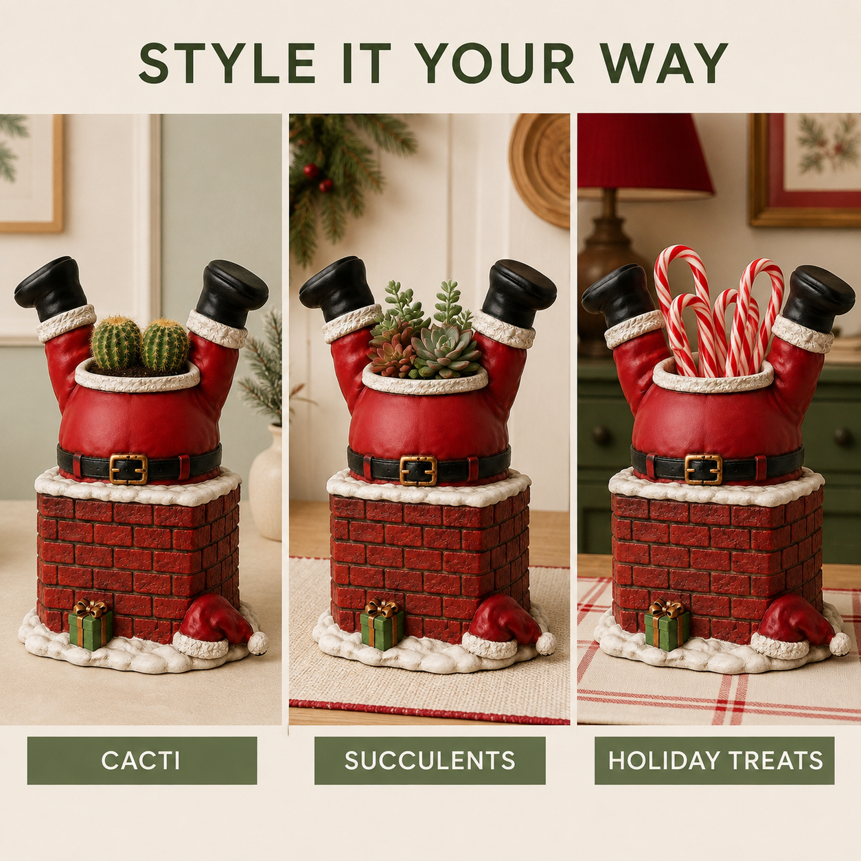 Santa Stuck in the Chimney Succulent Planter 🎅🌵