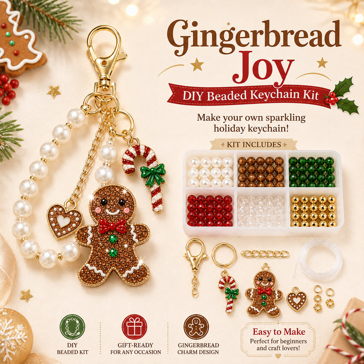 🔥🎄 Christmas Sparkle DIY Beaded Keychain Collection