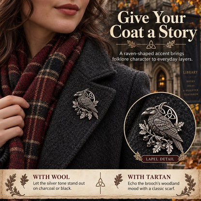 🔥LAST DAY 50% OFF - 🐦‍⬛ Gothic Celtic Raven Brooch – Dark Academia Statement Pin