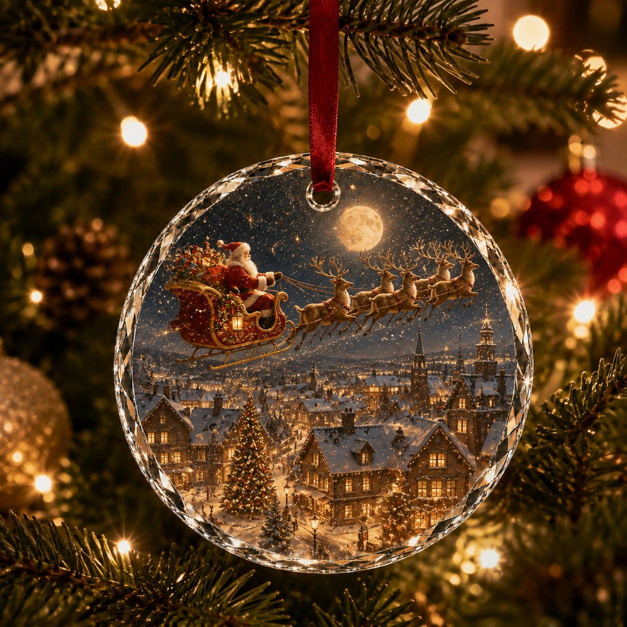 Christmas Landscape Scene Ornament – Festive Holiday Hanging Decoration