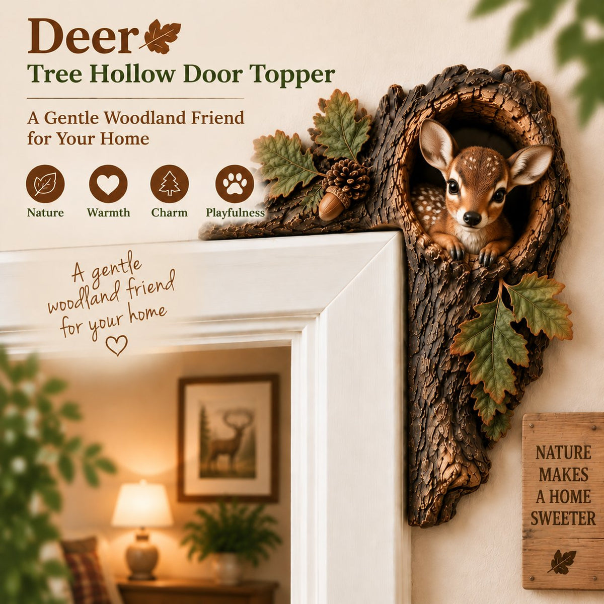 ⏰LAST DAY 50% OFF 🐿️ Chipmunk Tree Hollow Door Topper | Woodland Animal Doorway Decor For Cozy Nature Homes