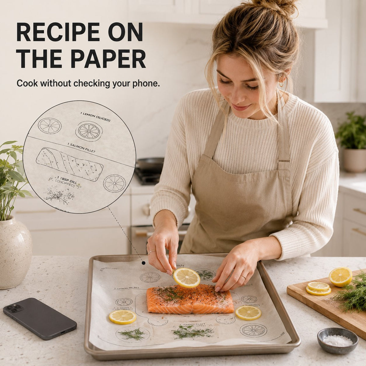 Recipe‐Printed Baking Paper Convenient Home Oven Cooking Sheet
