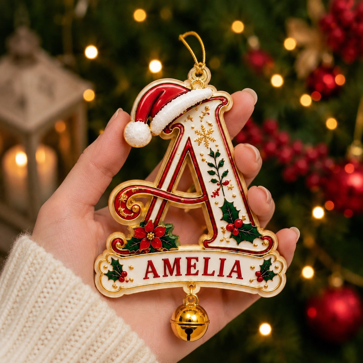 Personalized Letter Initial Christmas Ornament‑Custom Name Family Holiday Keepsake