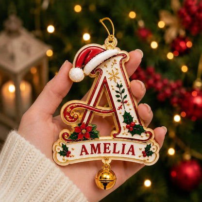 Personalized Letter Initial Christmas Ornament‑Custom Name Family Holiday Keepsake