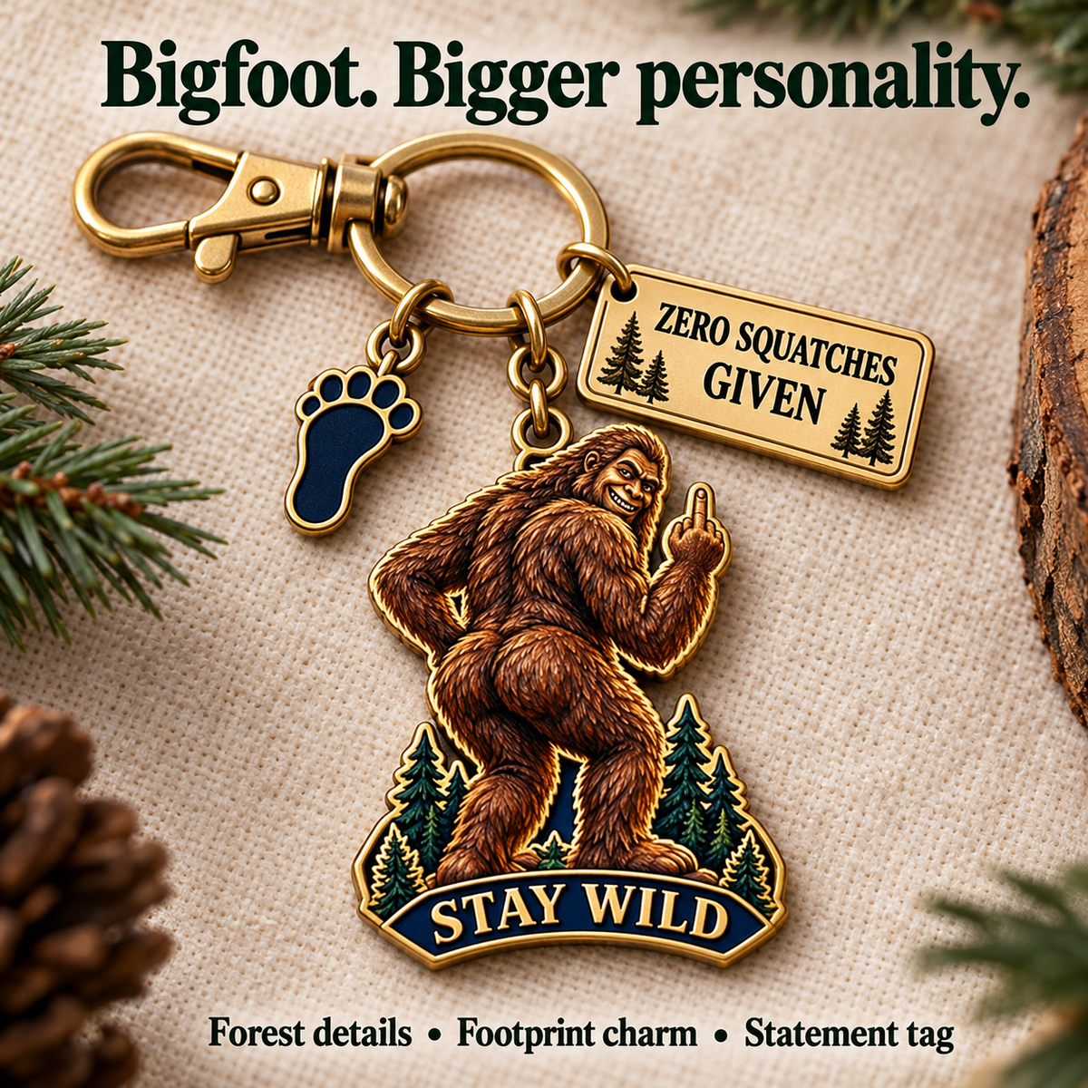 🔥Last Day 50% OFF "To My Favorite Weirdo" Funny Bigfoot Keychain & Gift Card Set 🌲🍑 - Sassy Gag Gift for Best Friends