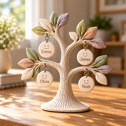 Personalized Family "Tree of Life" Desktop Ornament – Custom Names 🌳💖