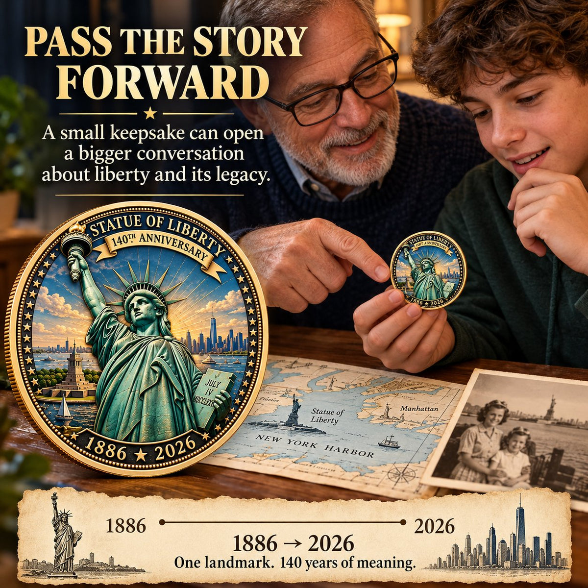 ⏳ Last Day 50% OFF – 🗽 Statue of Liberty 140th Anniversary Commemorative Coin | 1886–2026 American Heritage Keepsake 🇺🇸