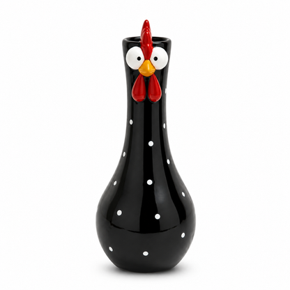 Chicken Resin Vase, Farmhouse Polka Dot Flower Holder, Farmhouse Kitchen Decor