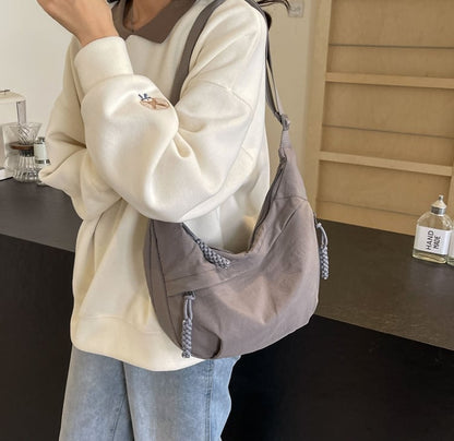 Women's Fashion Solid Color Nylon Crossbody Bag