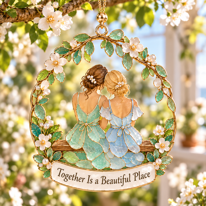 💖 "Always My Sister, Forever My Friend" Handcrafted Suncatcher Ornament Collection