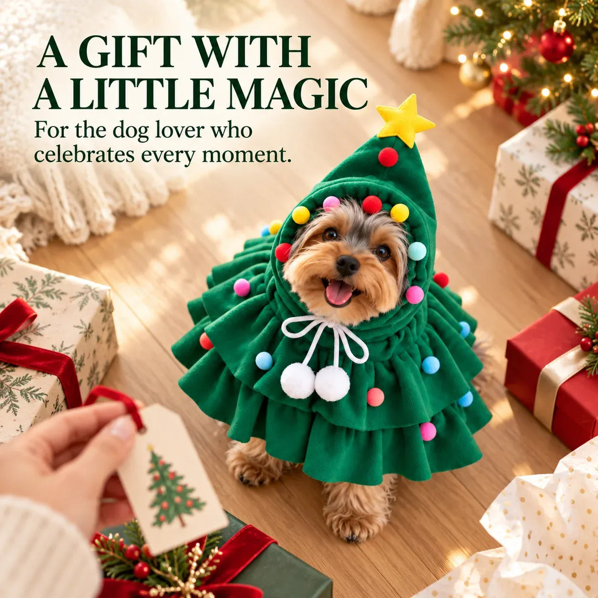 ⏰LAST DAY 50% OFF 🎄 Christmas Tree Dog Costume – Funny Holiday Pet Outfit 🐶🐱💕