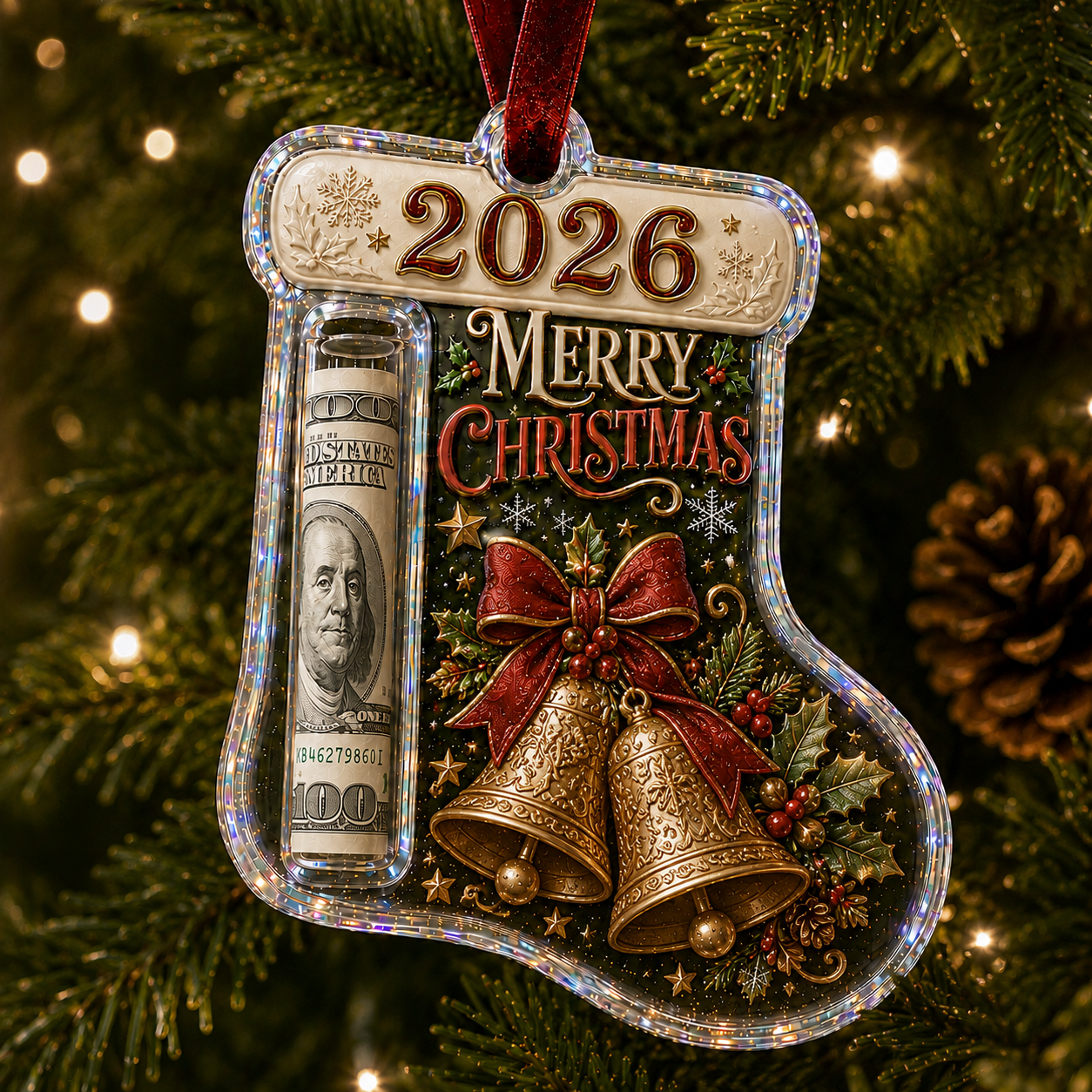 Cash Clip Christmas Tree Ornament – Novelty Holiday Money Gift Clip | 9 Festive Styles