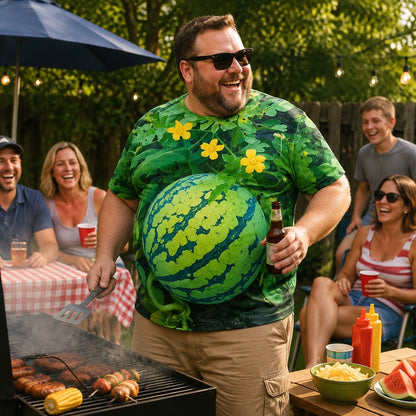The Legendary 3D Watermelon "Dad Bod" Shirt 🍉 | Hilarious Belly Optical Illusion Tee | The Ultimate Summer Gag Gift